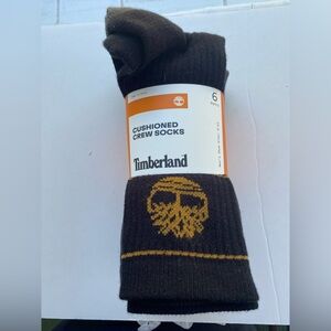 NWT 6-pair TIMBERLAND Cushioned Black & Gray Crew Socks sz men 6-12